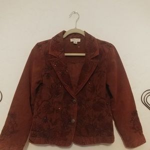 Coldwater Creek rust color beaded design jacket